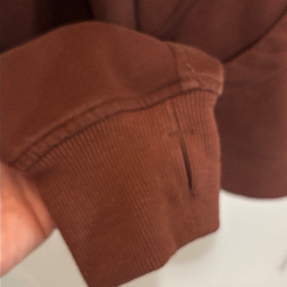 Trendy Queen Scuba Cropped half zip Hoodie Size Medium red brown - Picture 7 of 8